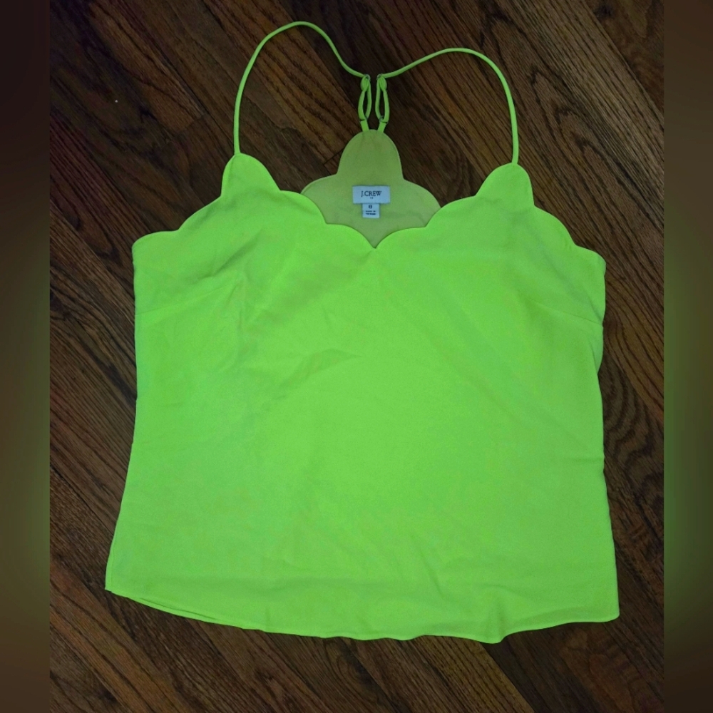 J. Crew Vibrant Lime Scalloped Camisole 8 - Picture 2 of 9